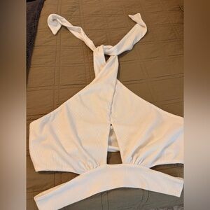 Chic Cream Halter Crop Top